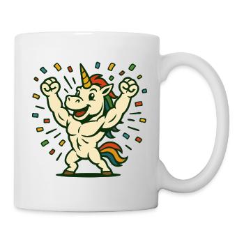 Celebration Strong Unicorn Flexing Party Art - Mug - white - Right