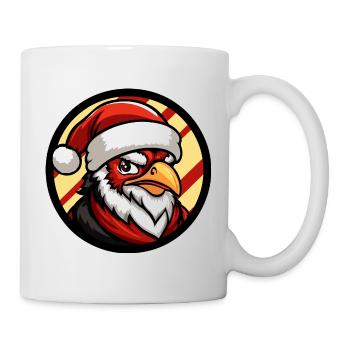 Coq de Noël à la manière du Père Noël - Mug blanc - blanc - Droite