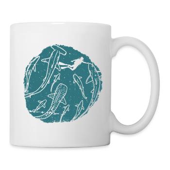 Tiefozean-Silhouettenkreis - Tasse - Weiß - Rechts