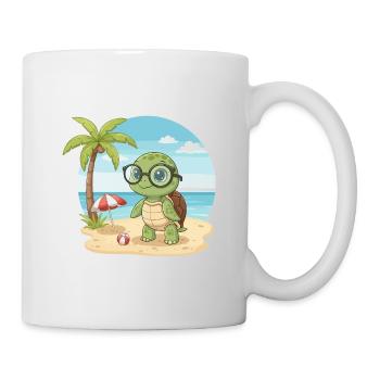 Cute Turtle with Glasses Beach Summer Vacation - Mug - white - Right