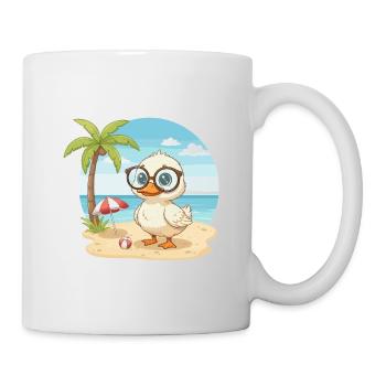 Süße Ente mit Brille Strandsommerurlaub - Tasse - Weiß - Rechts