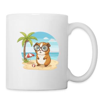 Süßes Meerschweinchen mit Brille Strandsommerurlaub - Tasse - Weiß - Rechts
