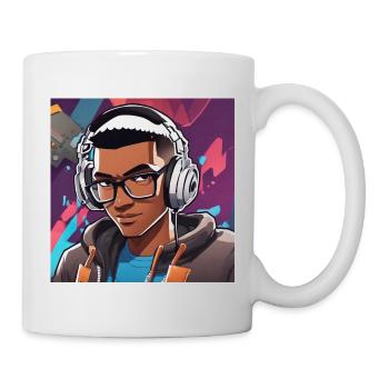 Avatar Gamer néon avec casque - Mug blanc - blanc - Droite