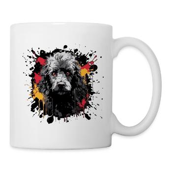 Poodle portrait with color sketches - Mug - white - Right