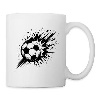 Explodierender Fußball in Schwarzweiß - Tasse - Weiß - Rechts