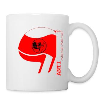 Antifascista vertikal Schriftzug & Flagge (w-rot) - Tasse - Weiß - Rechts
