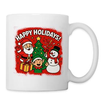 Fröhliche Feiertage Trio Weihnachtsszene - Tasse - Weiß - Rechts