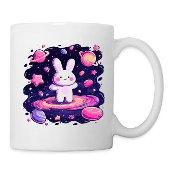 Weltraum-Hase im Sternenmeer - Tasse - Weiß - Rechts