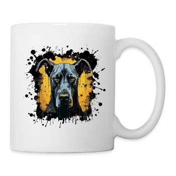 Blue Dog Portrait with Paint Splashes - Mug - white - Right