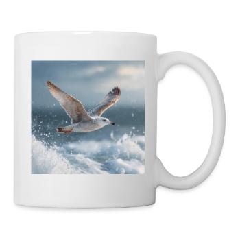 Seagull in flight North Sea Maritime Art - Mug - white - Right