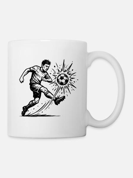 Explodierender Fußballschuss Illustration - Tasse - Weiß