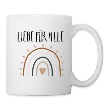 Liebe für alle, Regenbogen, Boho-Style, Frieden - Tasse - Weiß - Rechts