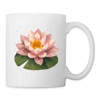 Nénuphar polygonal rose sur feuille verte - Mug blanc - blanc - Droite