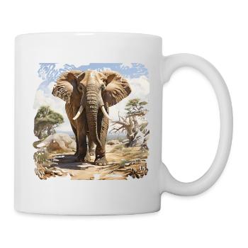 Éléphant de savane dans un style aquarelle - Mug blanc - blanc - Droite