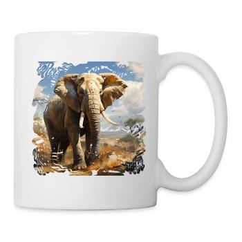 Afrikanischer Elefant im Sonnenlicht - Tasse - Weiß - Rechts