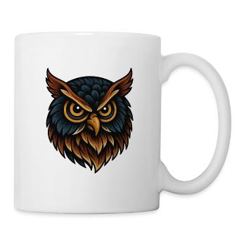 Forest Owl Head in Dark Tone Design - Mug - white - Right