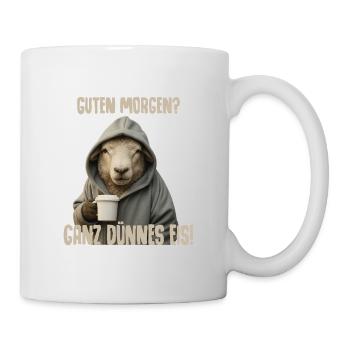Morgenkaffee mit Schäfchen Hoodie - Tasse - Weiß - Rechts
