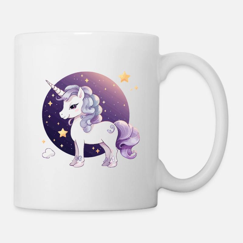 Sternenstaub-Einhorn im Nachtkreis - Tasse - Weiß