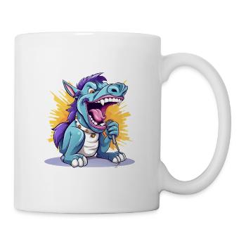 Singender Drache auf Bühne - Tasse - Weiß - Rechts