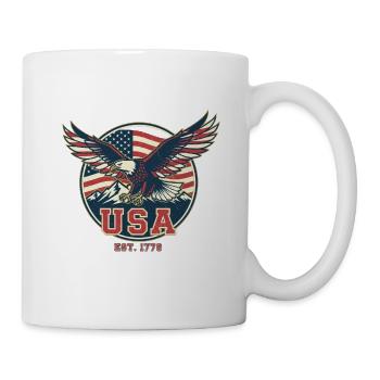 USA Patriotischer Adler Vintage - Tasse - Weiß - Rechts