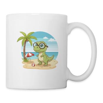 Niedlicher Dinosaurier mit Brille Strand-Sommerurlaub - Tasse - Weiß - Rechts
