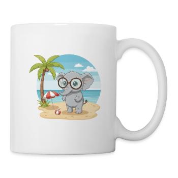 Süßer Elefant mit Brille Strandsommerurlaub - Tasse - Weiß - Rechts