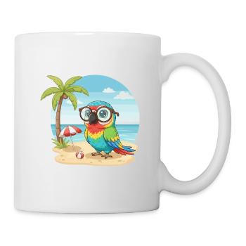 Cute Parrot with Glasses Beach Summer Vacation - Mug - white - Right
