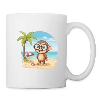 Cute Monkey with Glasses Beach Summer Vacation - Mug - white - Right