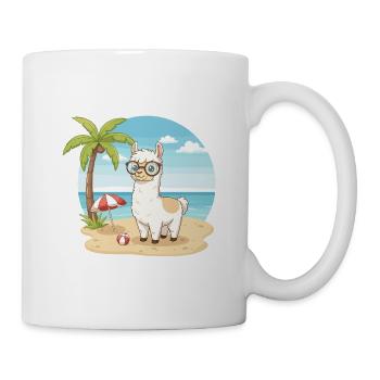 Cute Llama with Glasses Beach Summer Vacation - Mug - white - Right
