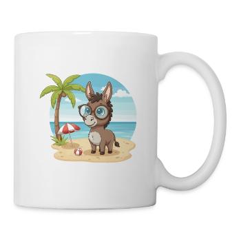 Süßer Esel mit Brille Strandsommerferien - Tasse - Weiß - Rechts