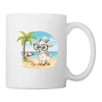 Cute Goat with Glasses Beach Summer Vacation - Mug - white - Right