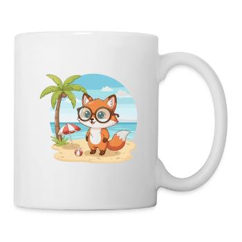 Vacances d’été de Plage du Renard Mignon avec des Lunettes - Mug blanc - blanc - Droite