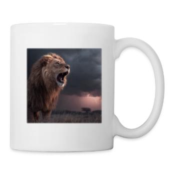 Löwe im Sturm – Dramatischer Roaring King - Tasse - Weiß - Rechts