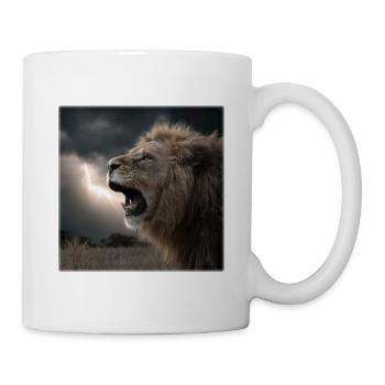 Dramatischer Roaring King - Löwe im Sturm - Tasse - Weiß - Rechts