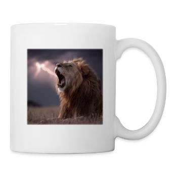 Dramatischer Roaring King Löwe im Sturm - Tasse - Weiß - Rechts
