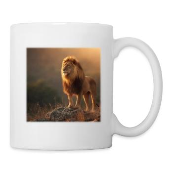 Löwenkönig – Majestätisch im Abendlicht - Tasse - Weiß - Rechts