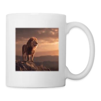 Majestätisch der Löwenkönig im Abendlicht - Mug blanc - blanc - Droite