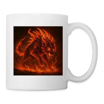 Lava-flaming wolf - Mug - white - Right