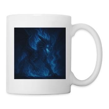 Blauer Feuerdrache im Nachtschatten - Tasse - Weiß - Rechts