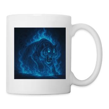 Flamme de tigre néon bleu - Mug blanc - blanc - Droite