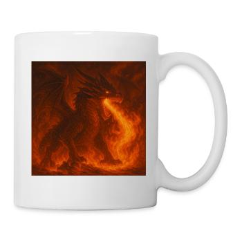 Feuerdrache in leuchtenden Flammen - Tasse - Weiß - Rechts