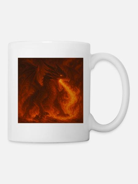 Feuerdrache in leuchtenden Flammen - Tasse - Weiß