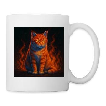 Der flammende Blick der Feuerkatze - Tasse - Weiß - Rechts