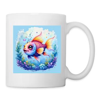 Bunte Fische unter der Koralle - Tasse - Weiß - Rechts