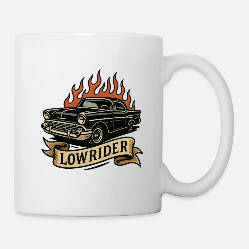 Flame Lowrider Voiture Ancienne - Mug blanc - blanc