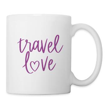 Travel Love Schriftzug Herz - Tasse - Weiß - Rechts