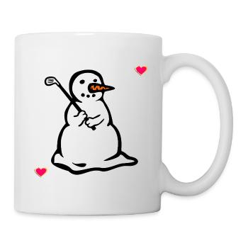 Winter Golfen Kinder Golfspieler Schneemann - Tasse - Weiß - Rechts
