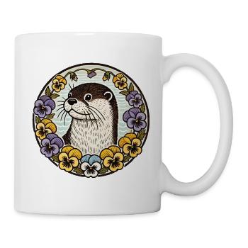 Otter im Floral Circle - Tasse - Weiß - Rechts