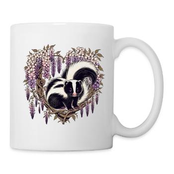 Illustration du blaireau cœur de glycine - Mug blanc - blanc - Droite
