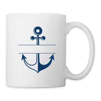 Personalisierter blauer Angelanker - Tasse - Weiß - Rechts